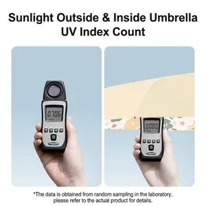 Prueba de protección UV de sombrilla plegable con comparación de medidas solares