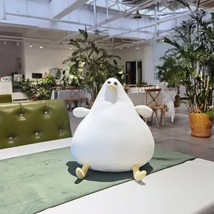 Adorable white Danish seagull plush toy round soft bird decorative pillow gift for kids