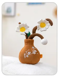 Kreative plüschige Gänseblümchen-Vase, weiches Stoffblumen-Dekor für den Schreibtisch zu Hause.