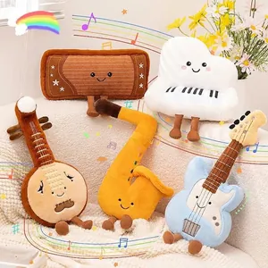 Simulation Musical Instrument Plush Toy Piano Guitar Saxophone Stuffed Doll For Kids Music Enlightenment Room Decor Gift