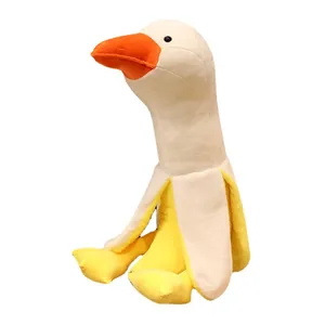 Creative banana duck plush toy soft white goose doll long pillow gift for friends