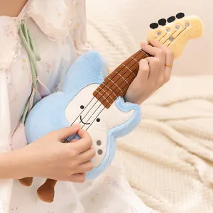 Soft blue guitar plush toy for musical enlightenment and nursery decor