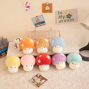 Set of eight cute mini colorful mushroom plush toy charms for bags and keychains deco