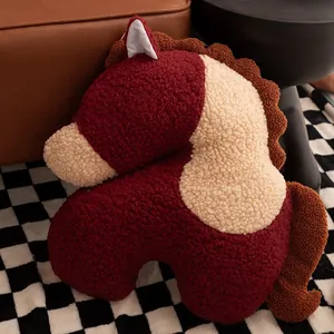 Coussin en peluche en forme de cheval de dessin animé en polaire sherpa douce