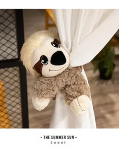 Cute sloth plush animal curtain tieback buckle for home nursery decoration detail shot