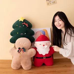 Cuscini natalizi in peluche con albero di Natale, Babbo Natale e omino di pan di zenzero