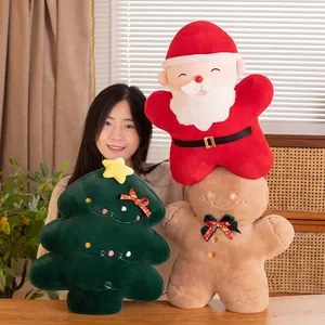 Morbidi cuscini natalizi in peluche a forma di Babbo Natale, albero e pan di zenzero