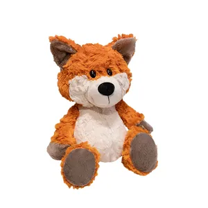 Adorable plush fox toy with soft orange fur and white belly sitting on white background