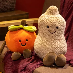 Creative Persimmon Peanut Plush Toy Simulation Food Pillow Soft Stuffed Fruit Doll Decorative Cushion Healing Gift