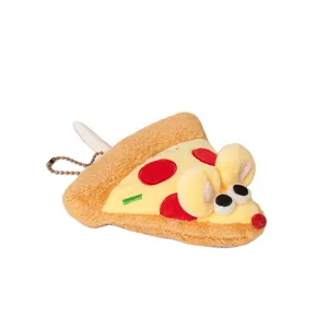 Lindo llavero de peluche de ratón de pizza, accesorio de bolso para amantes de la comida.