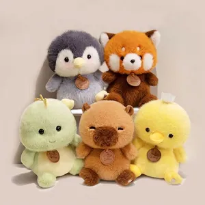 Set of five adorable scented animal plush dolls including capybara red panda and chick