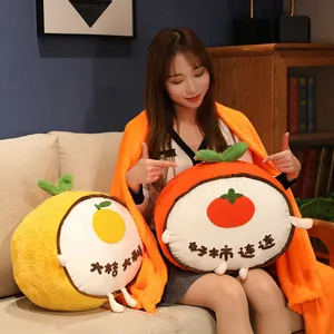 High-quality plush persimmon pillow and blanket set 3-in-1 for cozy home and office decor.