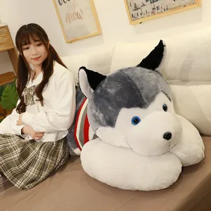 Gran almohada de peluche de perro husky para niños, juguete de peluche suave para dormir