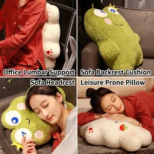 Soft animal plush pillow for office lumbar support and napping