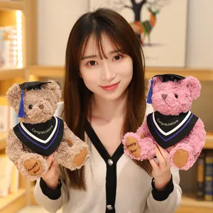 Schattige afstudeer teddybeer knuffel met pet en toga voor school afstudeercadeau