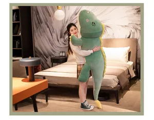 Grande cuscino lungo in peluche dinosauro verde per sonno confortevole e decoro
