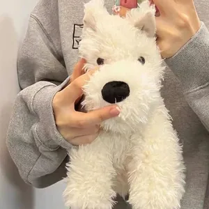 Realistic West Highland White Terrier Plush Toy Scruffy Puppy Stuffed Animal Soft Dog Doll Soothing Plushie Gift For Kids Women