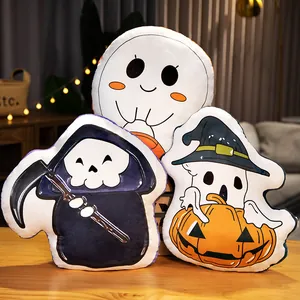 Halloween pluche kussen set met spook en pompoen prints voor decor