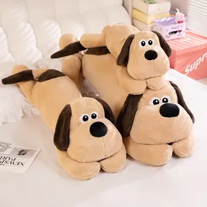 Giant Long Dog Plush Toy Soft Stuffed Animal Body Pillow For Sleeping Hugging Cushion Brown Beige Puppy Doll For Kids