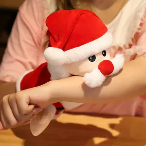 Soft Santa Claus plush hand puppet toy for interactive Christmas play and storytelling.