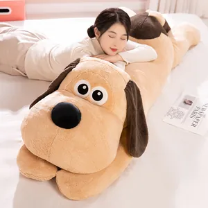 Large plush dog body pillow for sleeping, soft long stuffed animal toy for bedroom decor