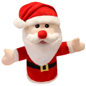Adorable soft plush Santa Claus hand puppet for interactive Christmas storytelling fun