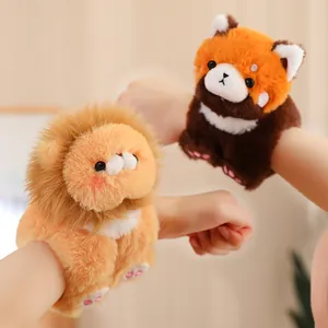 Cute lion and red panda animal plush slap bracelets for kids gift and party favor