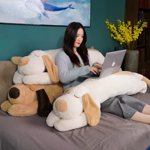 Comfortable large long plush dog sleeping pillow soft stuffed animal body pillow for bed