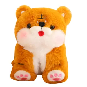 Cute plush tiger slap bracelet toy with soft orange fur and embroidered paw details