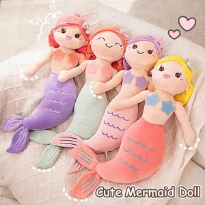 Mermaid Plush Toy Stuffed Animal Mermaid Princess Pillow Doll Soft Mermaid Cushion For Kids Girls Birthday Gift Home Decoration