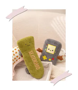 Cute soft plush toys in retro game console and skateboard shapes for kids gift