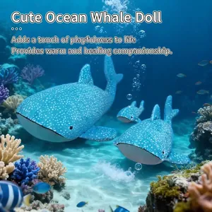 Realistic Blue Whale Shark Plush Toy Soft Stuffed Marine Animal Pillow Sea Creature Doll Gift For Kids Home Decoration