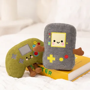 Set of plush nostalgic game controller and handheld console toys with cute faces