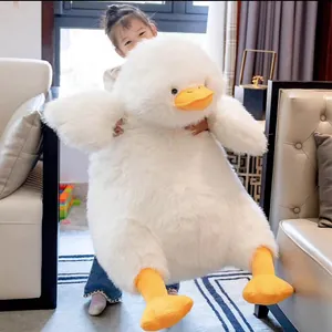 Cute Shaggy Duck Plush Toy Soft Long Hair Chubby Yellow Duck Stuffed Animal Doll Large Fat Duck Sleeping Pillow Home Decor Gift