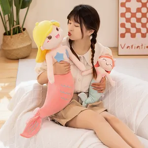 Cuddly mermaid plush dolls for girls, adorable ocean princess soft pillow gift