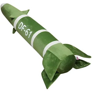 Soft DF-61 missile-shaped plush pillow in army green for military fans
