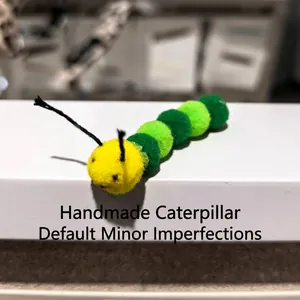 Cute handmade colorful pompom caterpillar plush charm for bags and holiday gifts