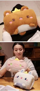 Cute plush cartoon animal hand warmer pillows in bear, pig, and bunny styles