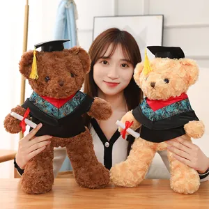 Pareja de ositos de peluche de graduación con birretes y diplomas regalo para niños