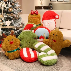 Weihnachten Plüsch Wurfkissen Lebkuchenmann Rentier Weihnachtsbaum Weihnachtsmann Zuckerstange Kissen Heimdeko Feiertagsgeschenk