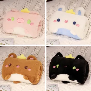 Adorable cartoon plush hand warmer pillows for winter comfort, four color options
