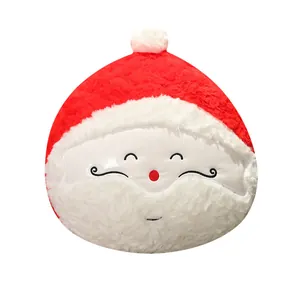 Weicher Plüsch-Weihnachtsmann-Rundkissen festliches dekoratives Sofakissen-Ornament