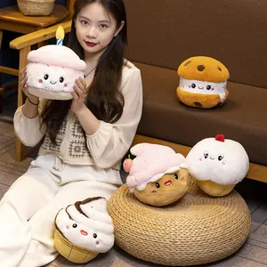 Cute smiling cartoon cupcake plush pillows for home decoration and cozy gift idea