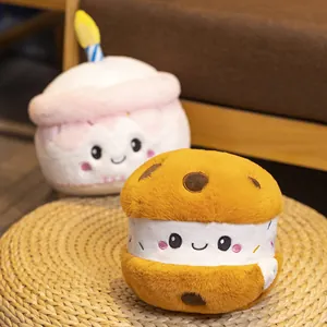 Adorable soft cartoon cake and cookie sandwich plush toys for home decor and gifts