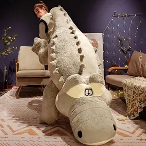 Grand Crocodile Peluche Long Jouet Alligator Oreiller de Corps Géant Dinosaure Peluche Doux Coussin de Lit pour Dormir Support de Jambe Maison Décor Cadeau