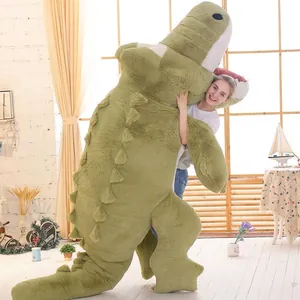 Oreiller corporel géant en peluche crocodile vert, grand dinosaure en peluche pour dormir