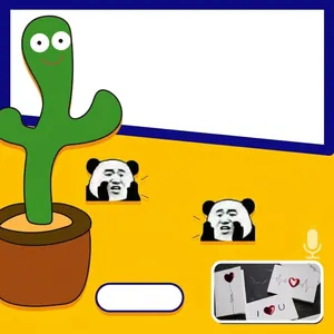 Cartoon electric dancing cactus plush toy with 15-second recording and glowing lights