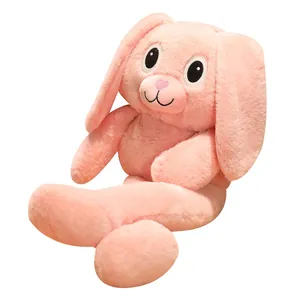 Soft pink plush bunny toy with long ears and legs, perfect comfort gift for girls.
