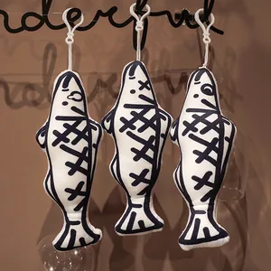 Original graffiti fish shaped plush pillow and decorative office back cushion set