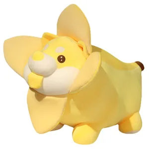 Creative banana dog plush toy soft stuffed animal plushie pillow for home decoration